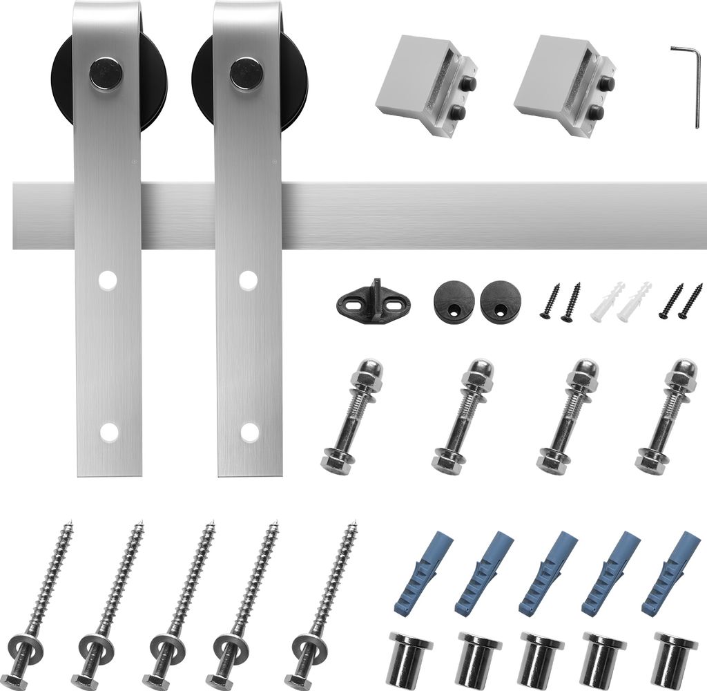 SucceBuy Schiebetürsystem 150kg, 2m Laufschiene, silberfarben