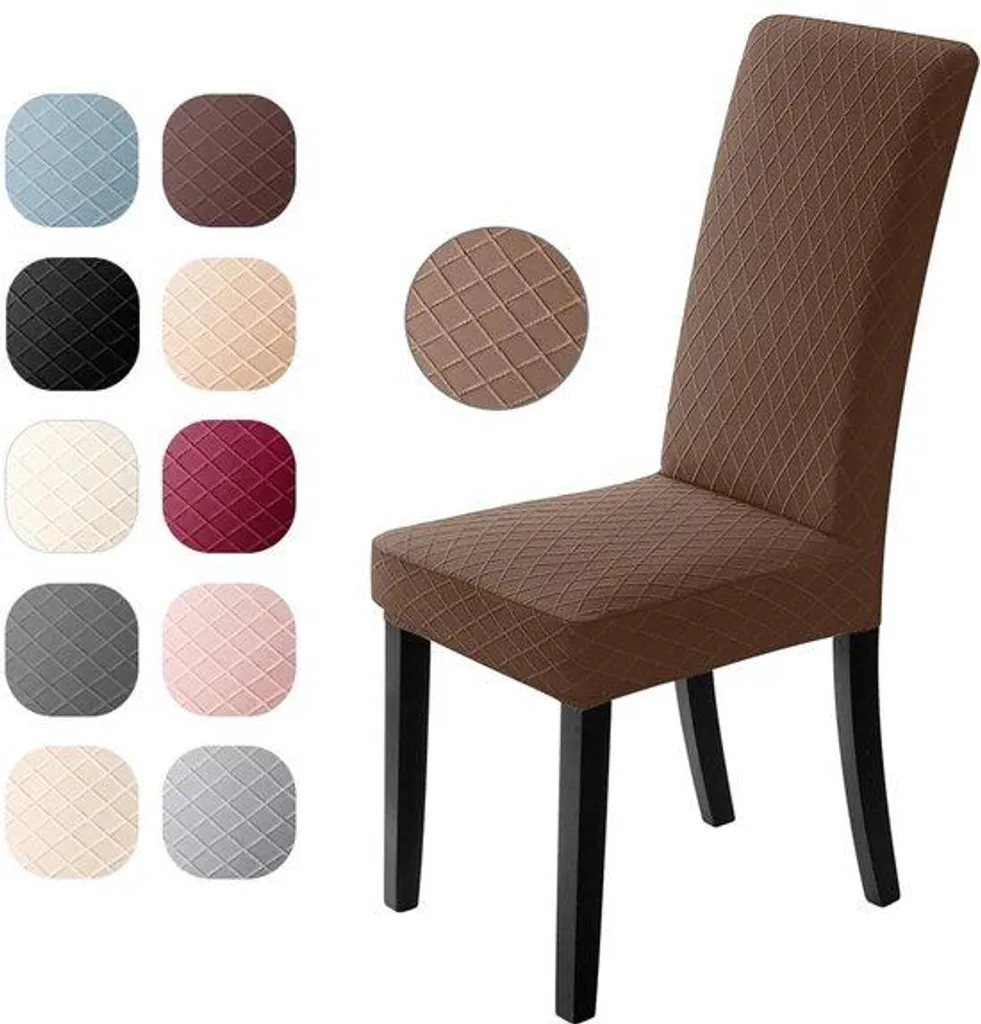 6 Housses de siège extensibles coloris marron en tissu infroissable
