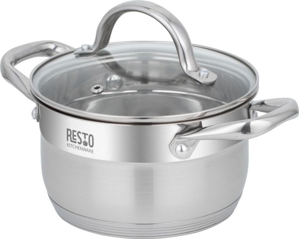 Resto Kasserolle 1,9 l (silber, Edelstahl, Induktionsherd, spülmaschinenfest)