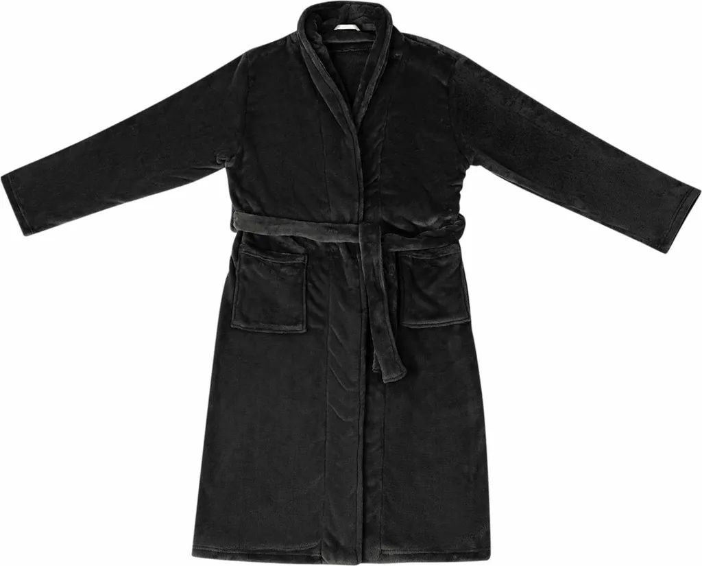 vidaXL Accappatoio senza cappuccio nero XXL in flanella - 1