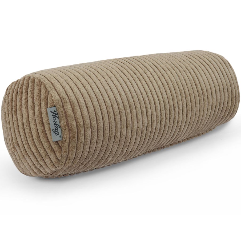 Herlag Kissenrolle ELLA 40x15 cm – kompakte Nackenrolle, Knierolle & Reisekissen, Hellbraun