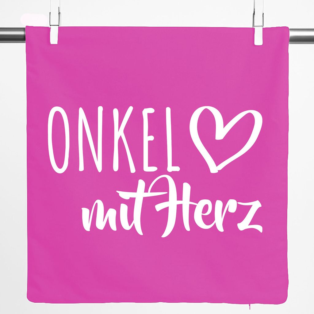 Huuraa Kissenbezug Onkel mit Herz 40x40cm Fuchsia Baumwolle Dekokissenbezug Geschenkidee