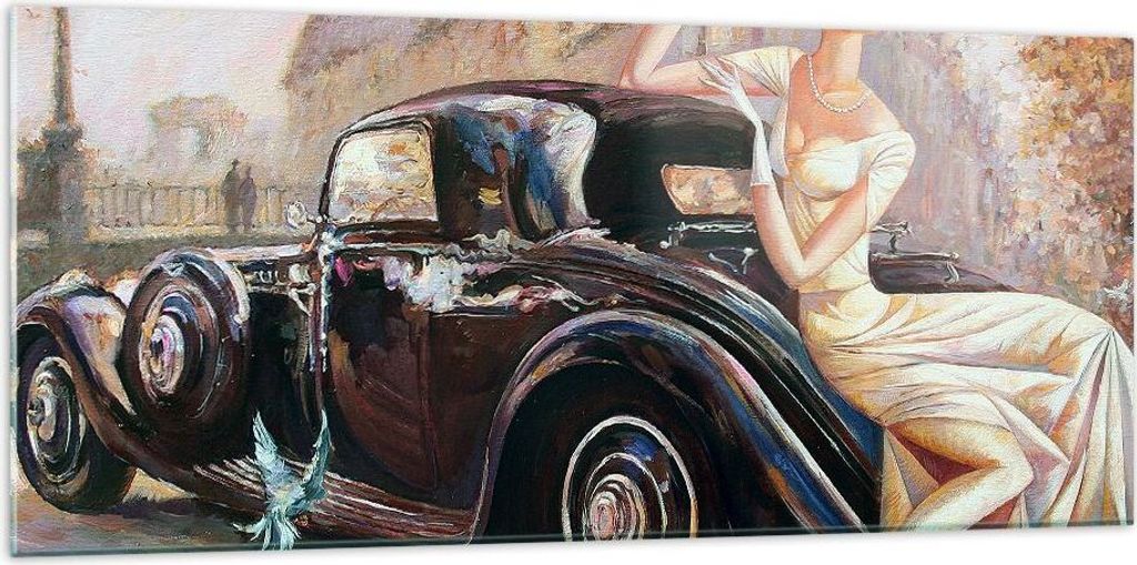 Bilder auf glas - frau retro stil - 120x50cm - Glasbilder - Wandbilder - Kunstdruck - zum Aufhängen bereit - Wanddekoration aus Glas - Glas Bilder...
