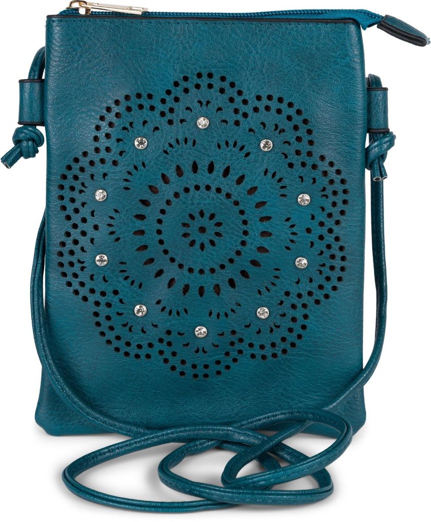 styleBREAKER Damen Mini Umhängetasche mit Blumen Lasercut Produktbild 