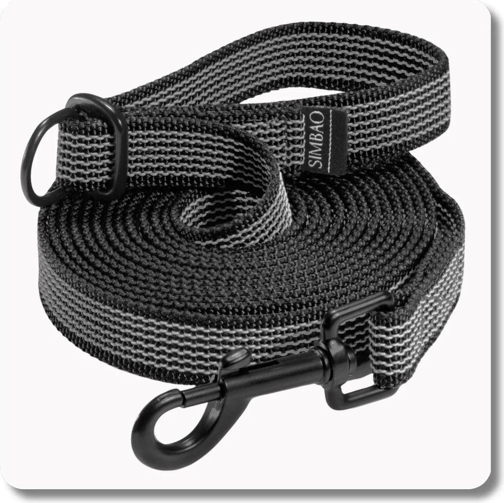 Verstellbare Anti-Rutsch-Leine SCHWARZ - 5m, 82MM - Hund 25-50kg