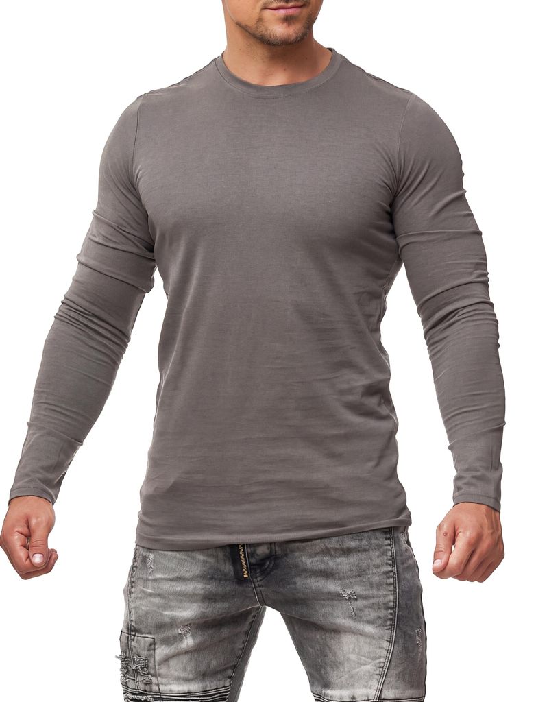 Mivaro Herren Langarmshirt Basic aus 100% Baumwolle – Produktbild 