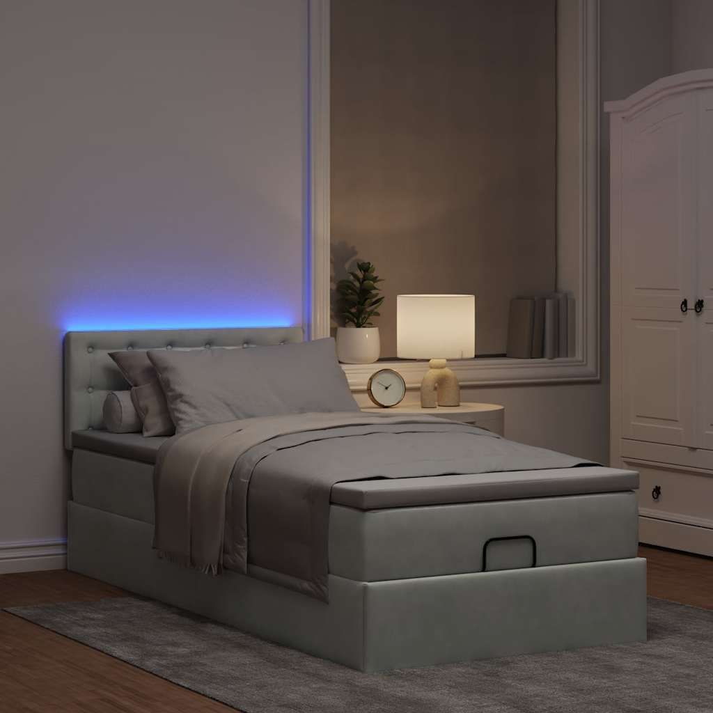 Maison Exclusive - Ottoman-Bett mit Matratze & LEDs Hellgrau 80x200 cm Samt