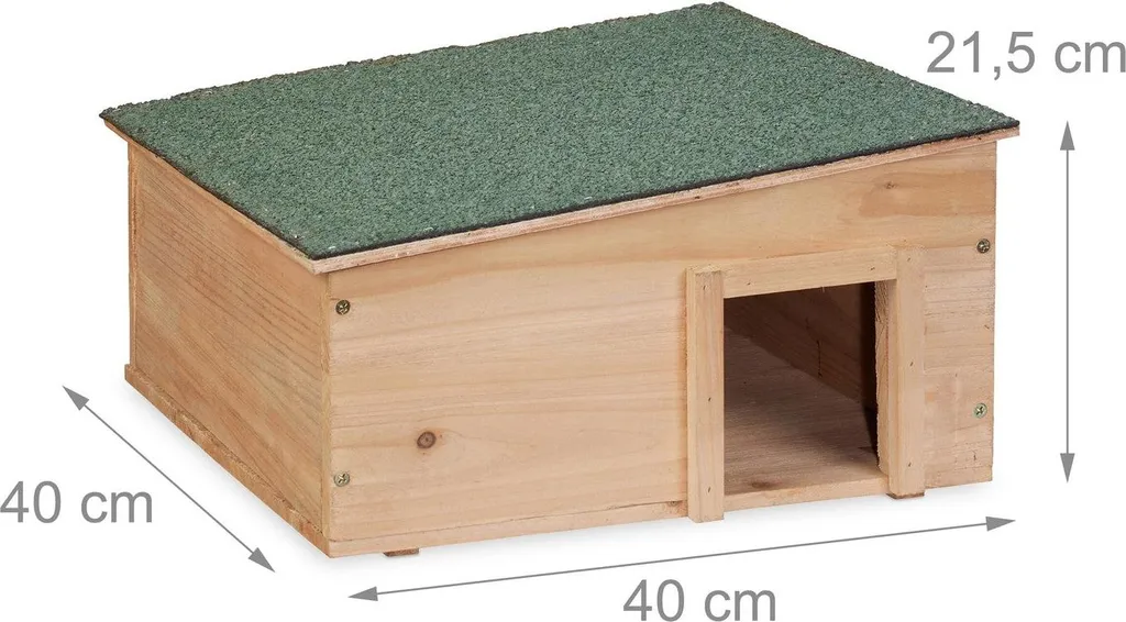 Maison pour hérisson anti-prédateur en bois de sapin avec 2 compartiments - 3