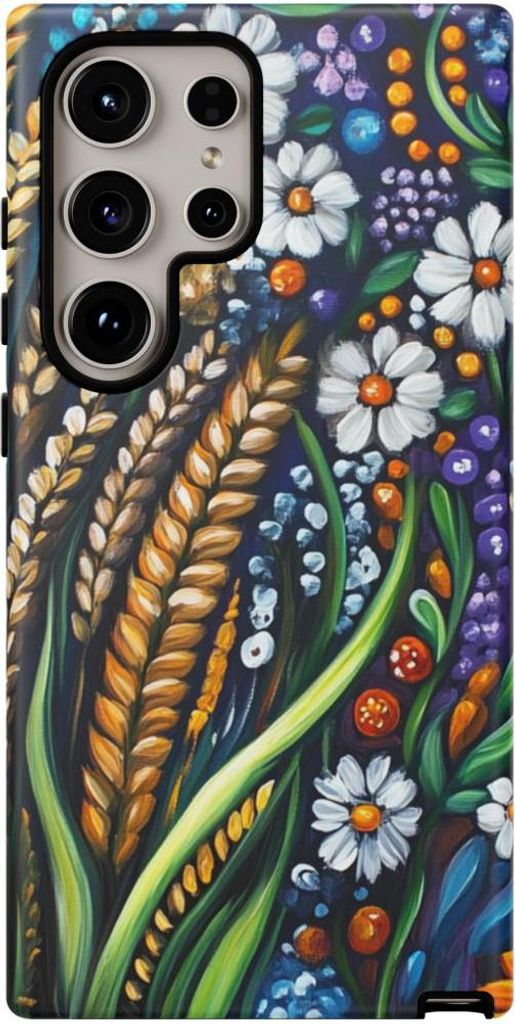 Buntes Blumen- und Weizenmuster im Folklore-Stil – Hülle Kompatibel mit Galaxy S24 Ultra