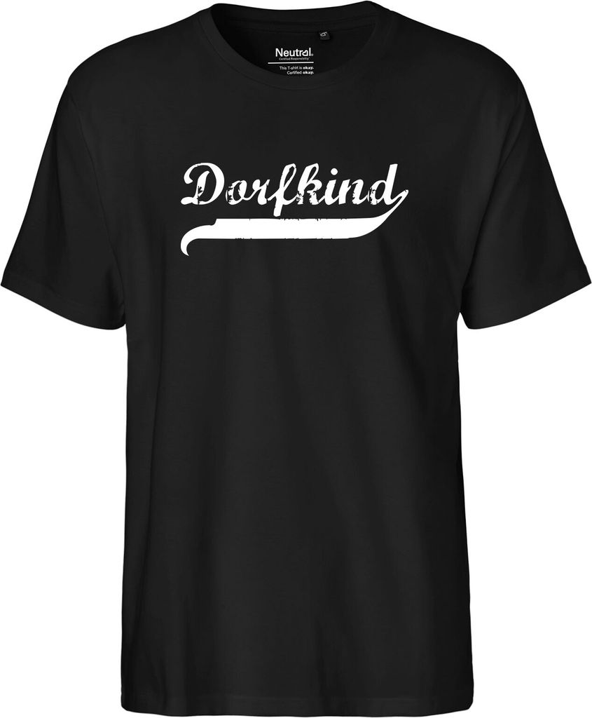 Hellweg Druckerei Herren T-Shirt Dorfkind Vintage Geschenk Größe S Black Bio Baumwolle Fairtrade Dorfkind Mode