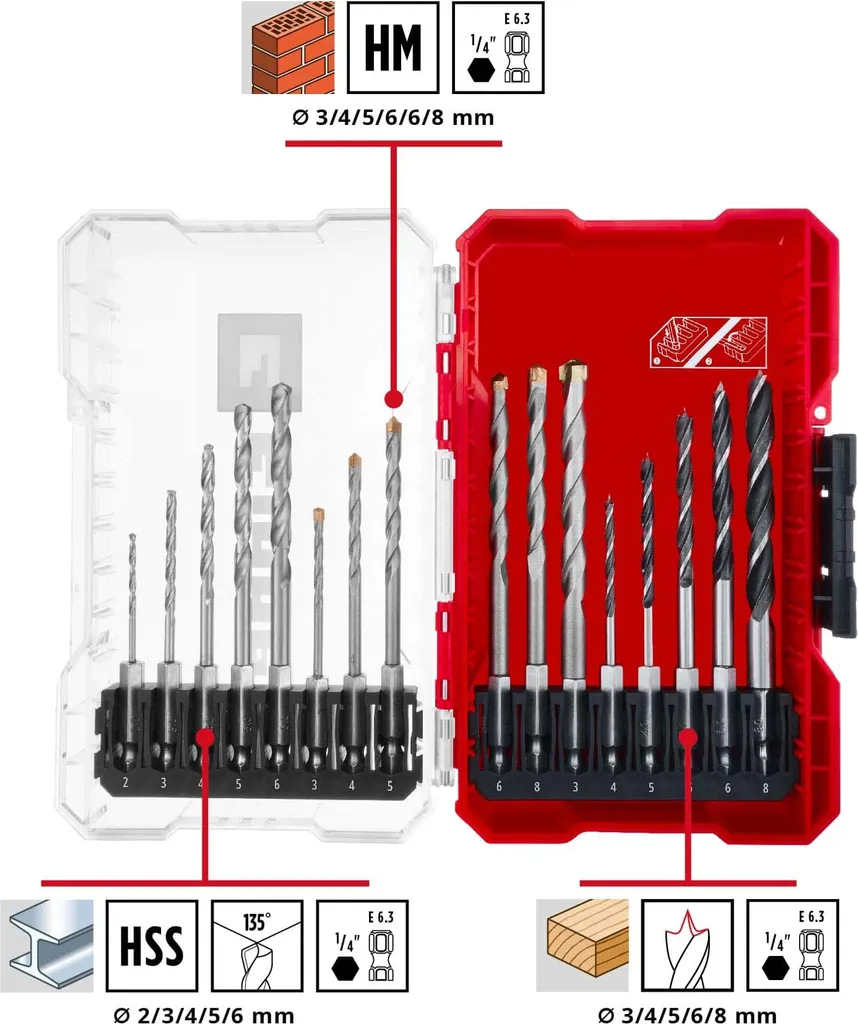Coffret de perçage bois Einhell 16 pièces pour perceuses et visseuses - 5