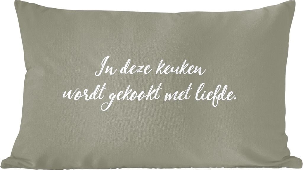 MuchoWow Zierkissen Sofakissen Wohnzimmer Dekokissen 50x30 cm Sprichwörter - In dieser Küche wird mit Liebe gekocht - Zitate - Liebe - Wohnzimm...