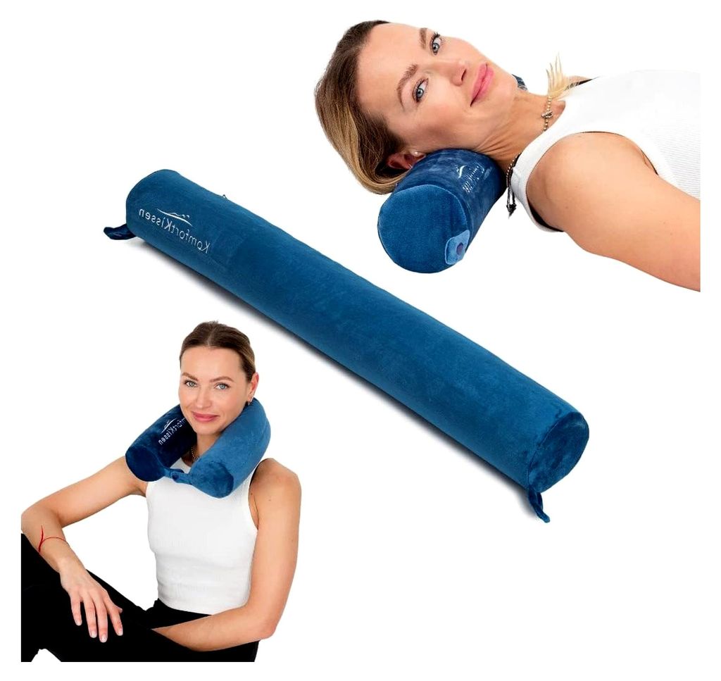 Bequeme Nackenrolle mit Bezug | Orthopädische Rolle | - Rundkissen aus Memory Foam Flocken - Ideal als Reisekissen, Knierolle, Nackenkissen, Rück...