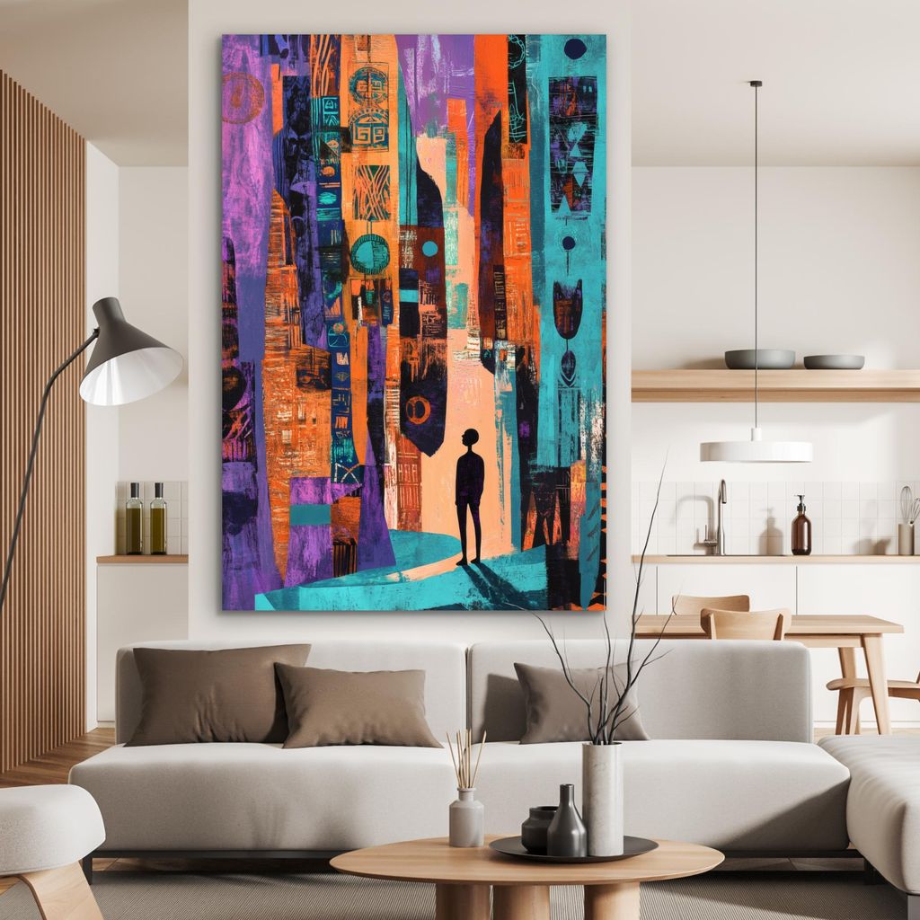 MuchoWow Wanddekoration Metall Metallbild Wandkunst 100x150 cm Abstrakt - Figuren - Farbenfroh MuchoWow Aluminium Gemälde - Bild