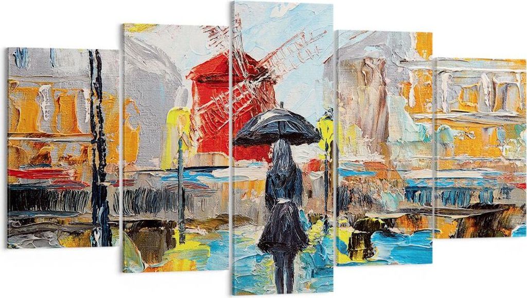 Bild auf Leinwand - Leinwandbild - 5 Teile - Frau Bild Öl - 160x85cm - Wand Bild - Wanddeko - Wandbilder - Leinwanddruck - Bilder - Wanddekoration...