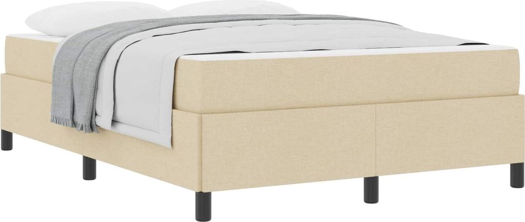 Boxspringbett Creme 160 x 200 cm Stoff