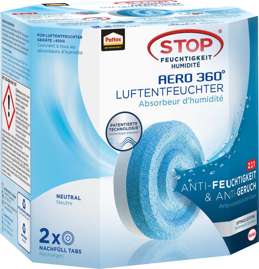 Pattex Luftentfeuchter Nachfüll Tabs für Aero 360  2x450g Immagine del prodotto 