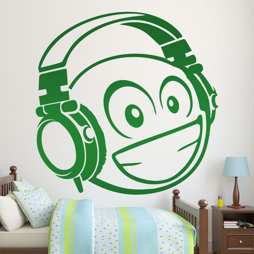 KIWISTAR Emoji 3D Kopfhörer - Bass R&B HipHop EDM Pop Rock Laut Wandtattoo in 6 Größen - Wandaufkleber Wall Sticker - Dekoration, Küche, Wohnzi...