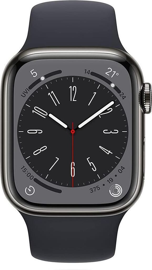 Apple Watch 8 Cell 45mm Edelst. Graphite/Midnight Sport Produktbild 8