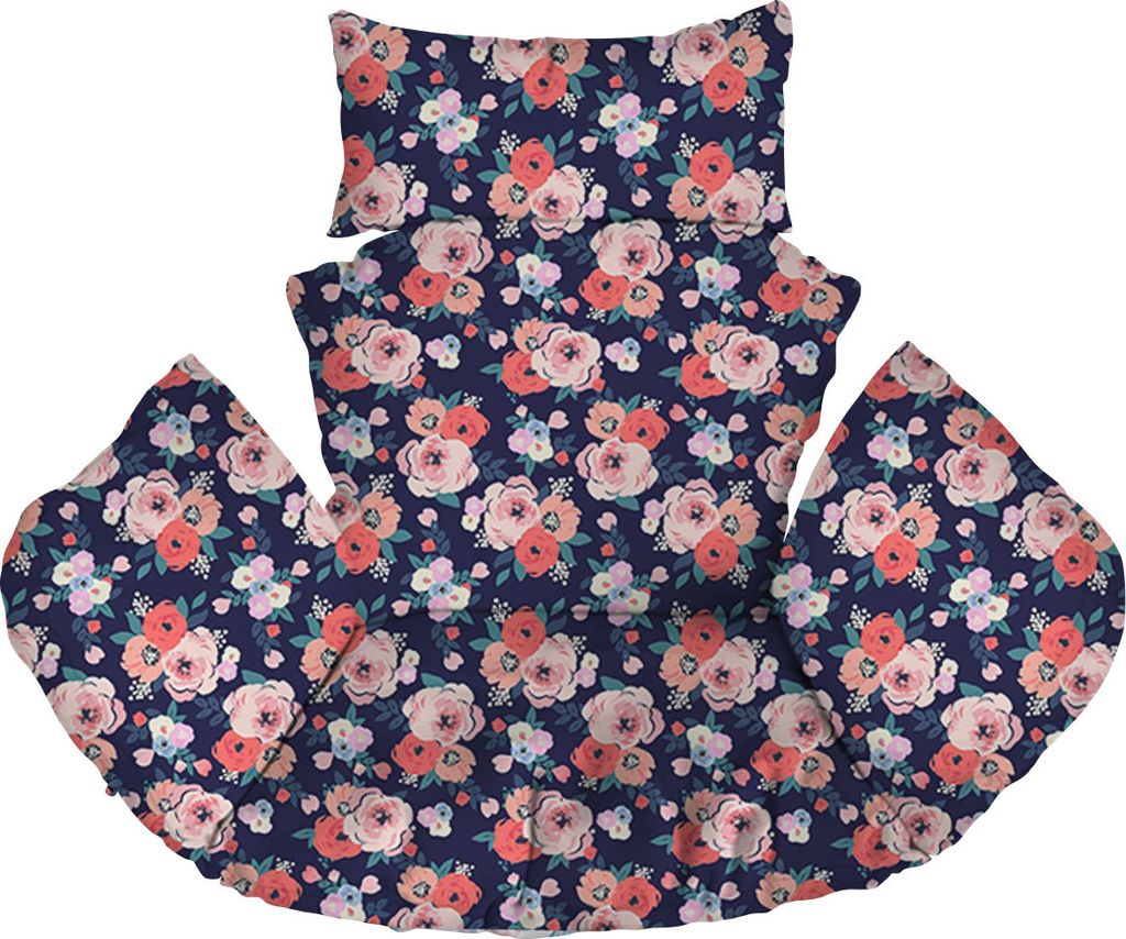 Hängesessel Kissen, Polster, Auflage für Polyrattan / Rattan Hängeschaukel, Hängekorb, Schaukel Korb, Rückenkissen Blumenmuster [114]