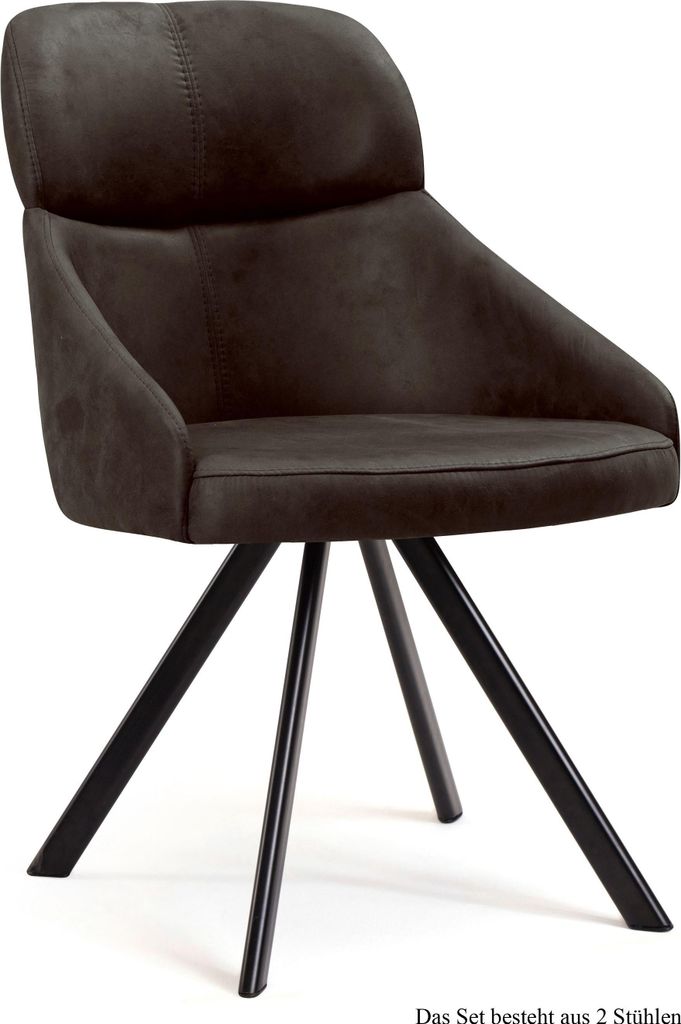 Esszimmerstuhl drehbar (2er-Set) Diann 52x82x63 Schwarz/Espresso