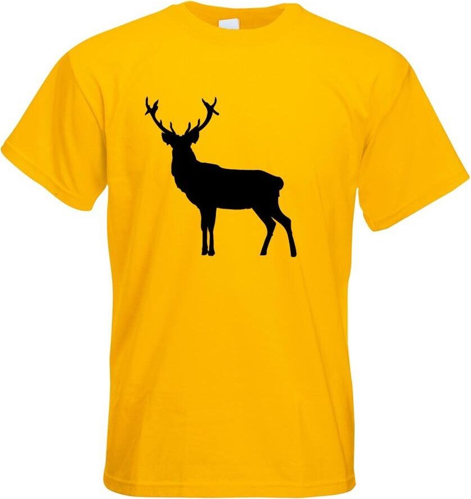 Kiwistar - T-Shirt - gelb - Hirsch Rentier REH 2 Motiv Bedruckt Funshirt Design Print - mit Motiv Bedruckt - Funshirt Design - Sport - Freizeit - H...