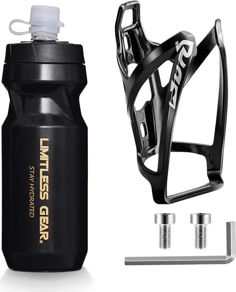 Kit bidon de vélo 21 Oz et porte-bidon Noir Or pour sorties sportives