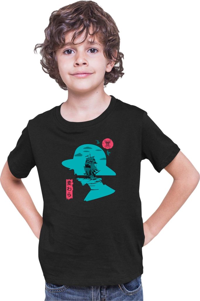 Kinder T-Shirt Japan Anime Manga One Manga Piece Anime Luffy 07 Thousand Sunny, 12-13 Jahr - 152 / Schwarz