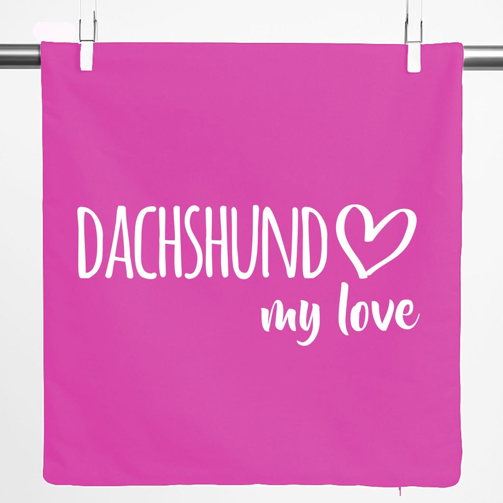 Huuraa Kissenbezug Dachshund my love 40x40cm Fuchsia Baumwolle Dekokissenbezug Geschenkidee