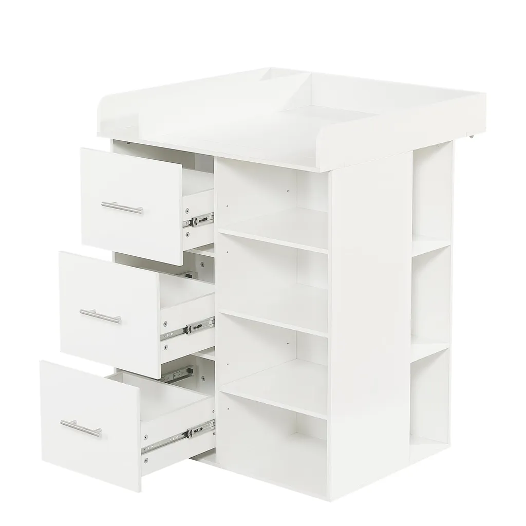 Commode à langer blanche Flieks : 3 tiroirs et étagères modulables - 10