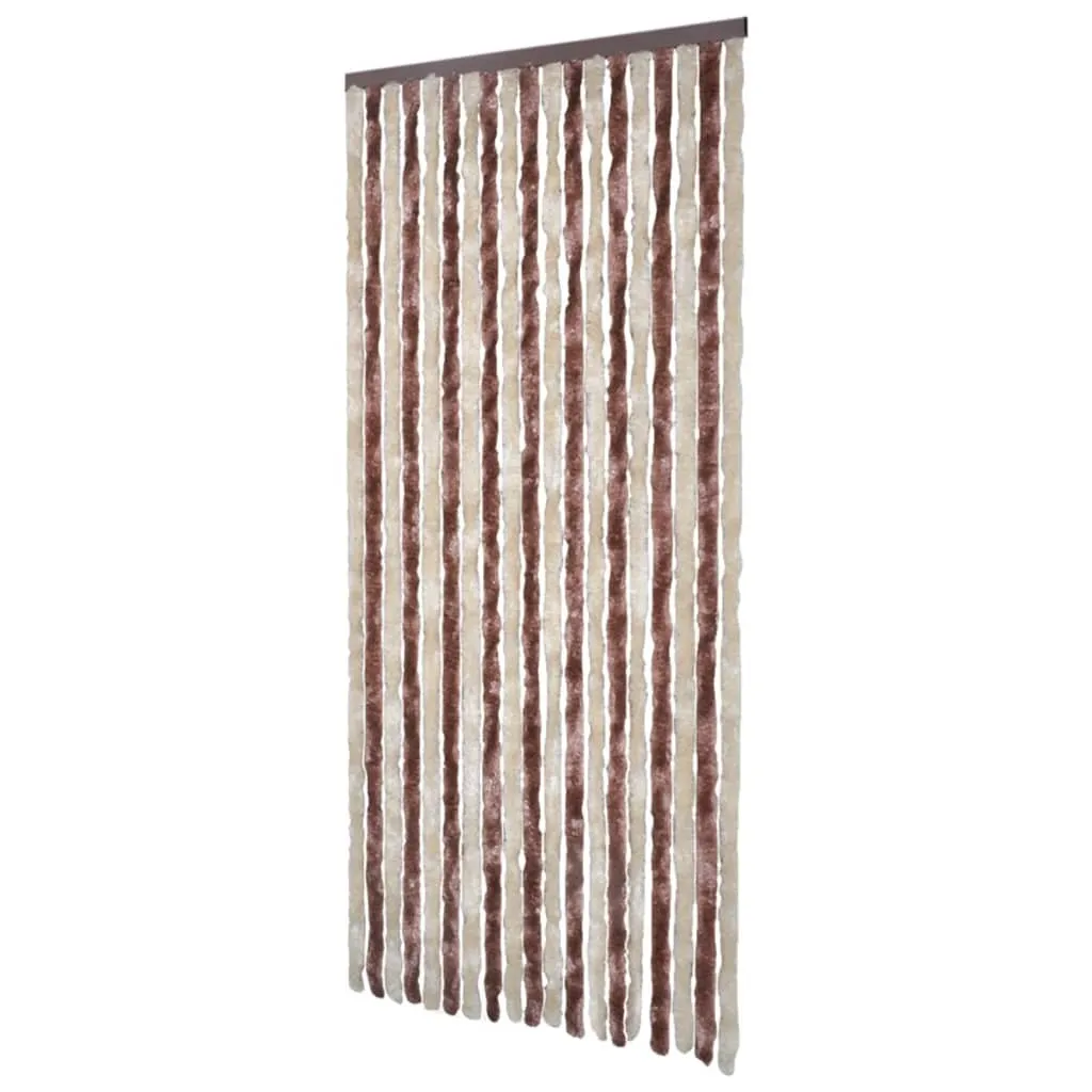 Rideau de porte chenille anti-insectes beige et marron 100x200 cm