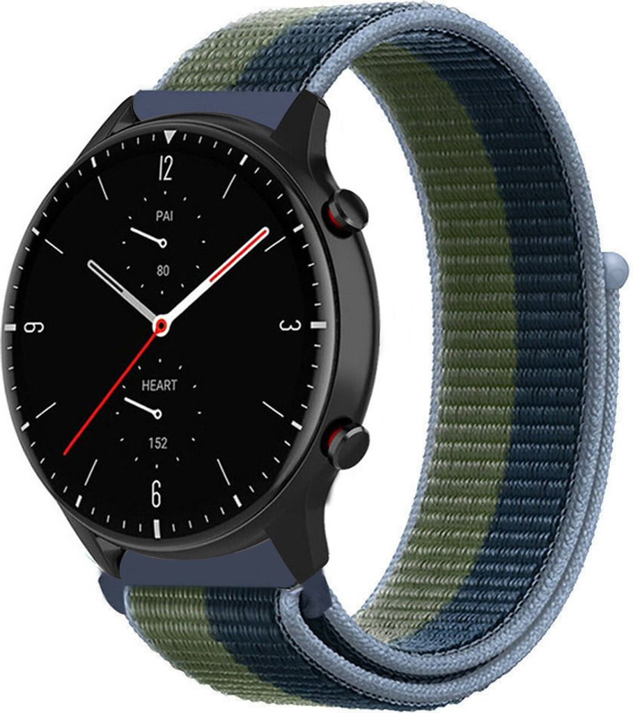 Strap-it Amazfit GTR 2 Nylon Armband (Moosgrün)