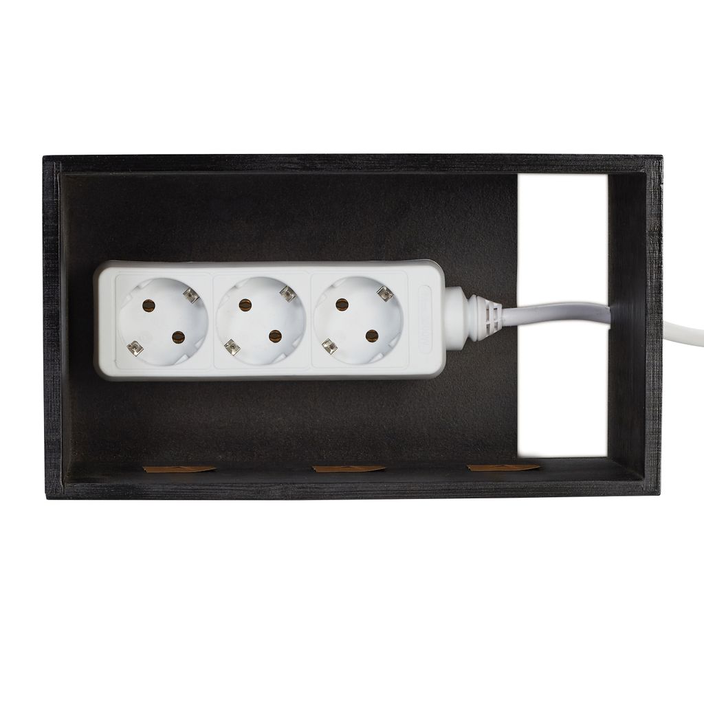 relaxdays Kabelbox Bambus schwarz Produktbild 7