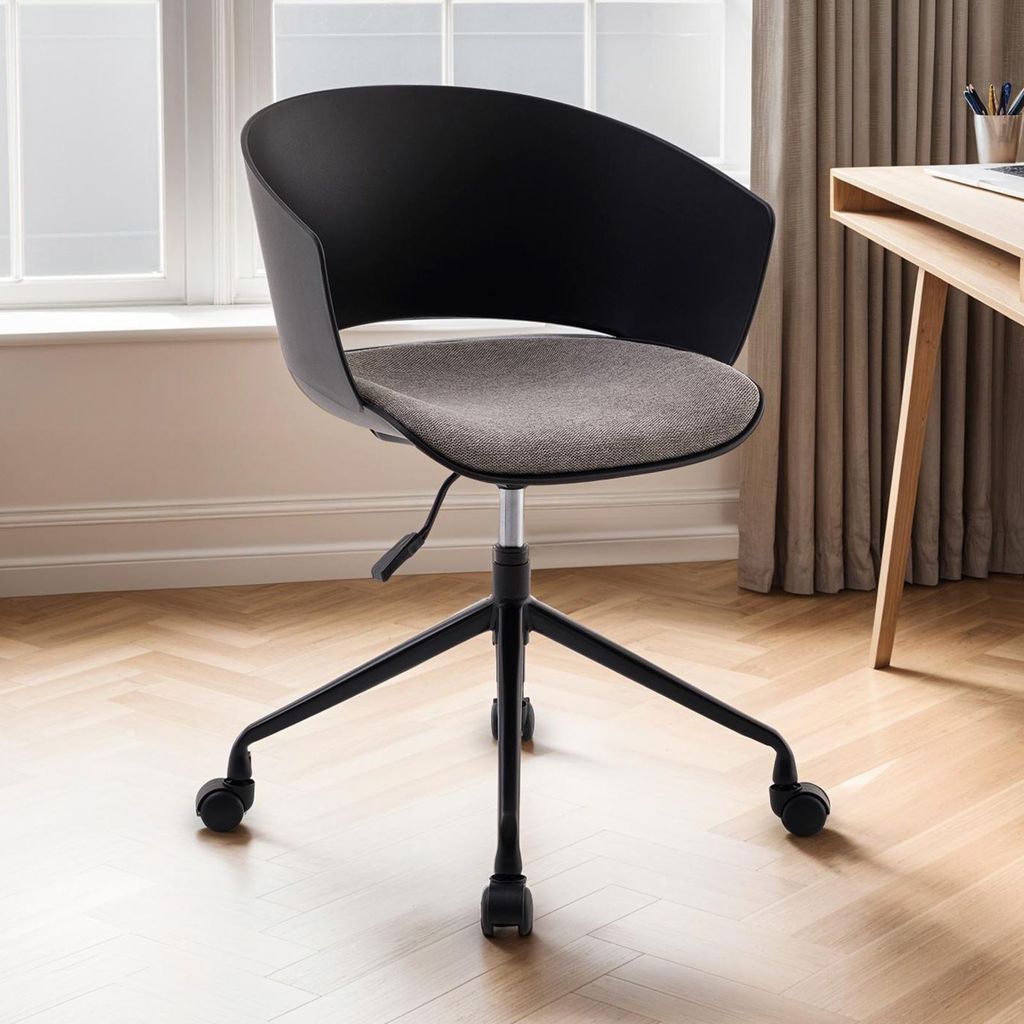 Drehstuhl DAGMA mit Rollen in schwarz - Bürostühl höhenverstellbar mit Sitzpolster und Rollen – Modernes Design für Home-Office und Büro