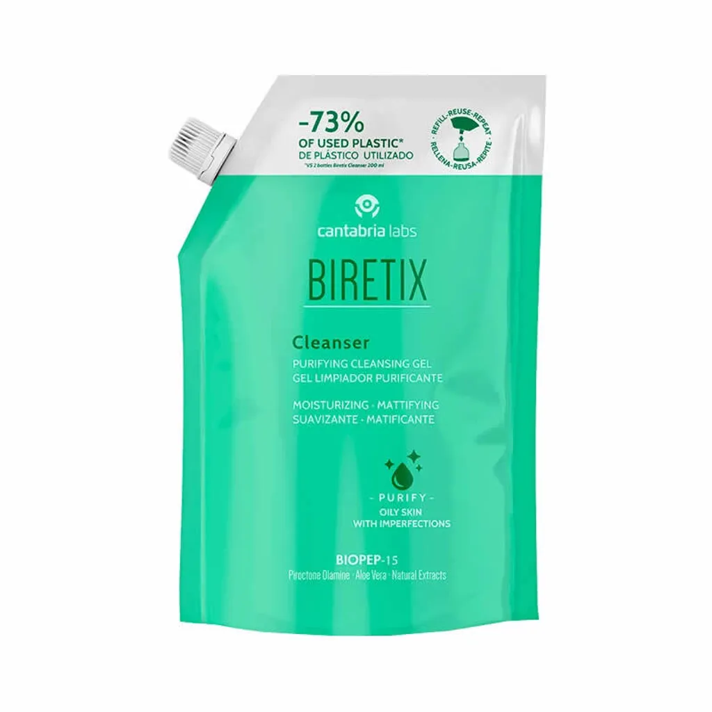 Biretix Cleanser Ricarica 400ml - Gel Detergente Purificante con Aloe Vera