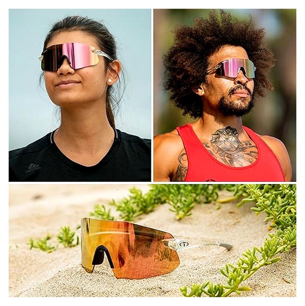 Sonnenbrille Sl randlos, Rauch mit Pink Mirror, Größe L-XL, bruchsicher, 100 % UVA-/UVB-Schutz