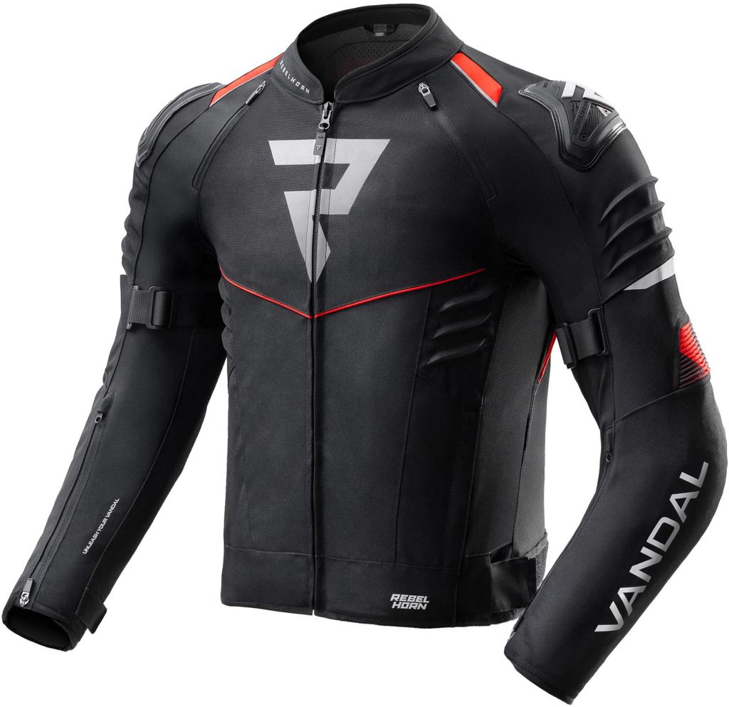 Rebelhorn Vandal 2 wasserdichte Motorrad Textil Jacke, schwarz/rot, M