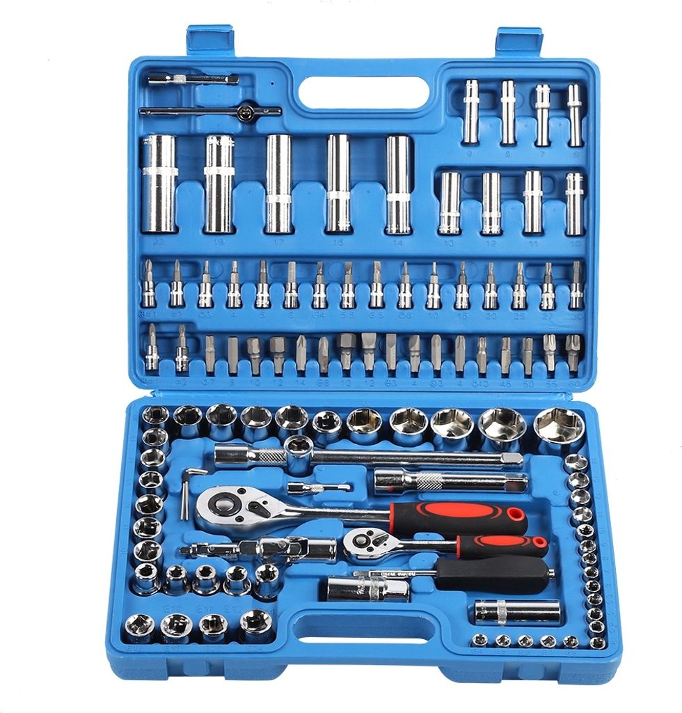108-tlg. Ratschenkasten Set – Steckschlüssel Werkzeugkoffer 1/4'' & 1/2'', CR40 Stahl Ratschenwerkzeug für Auto & Werkstatt