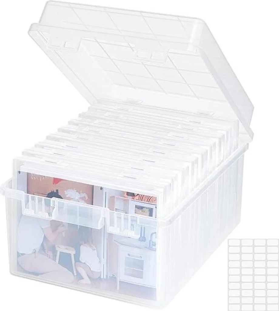 Boîte de rangement photos 5R 13x18 cm avec 9 bacs et étiquettes incluses