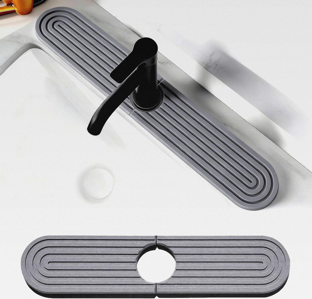 Abtropfmatte, Kieselgur Wasserhahn Matte 45x10cm, Spüle Wasserhahn Spritzschutz, rutschfest Faucet Mat for Kitchen Sink, Abtropfmatte Absorbierend...
