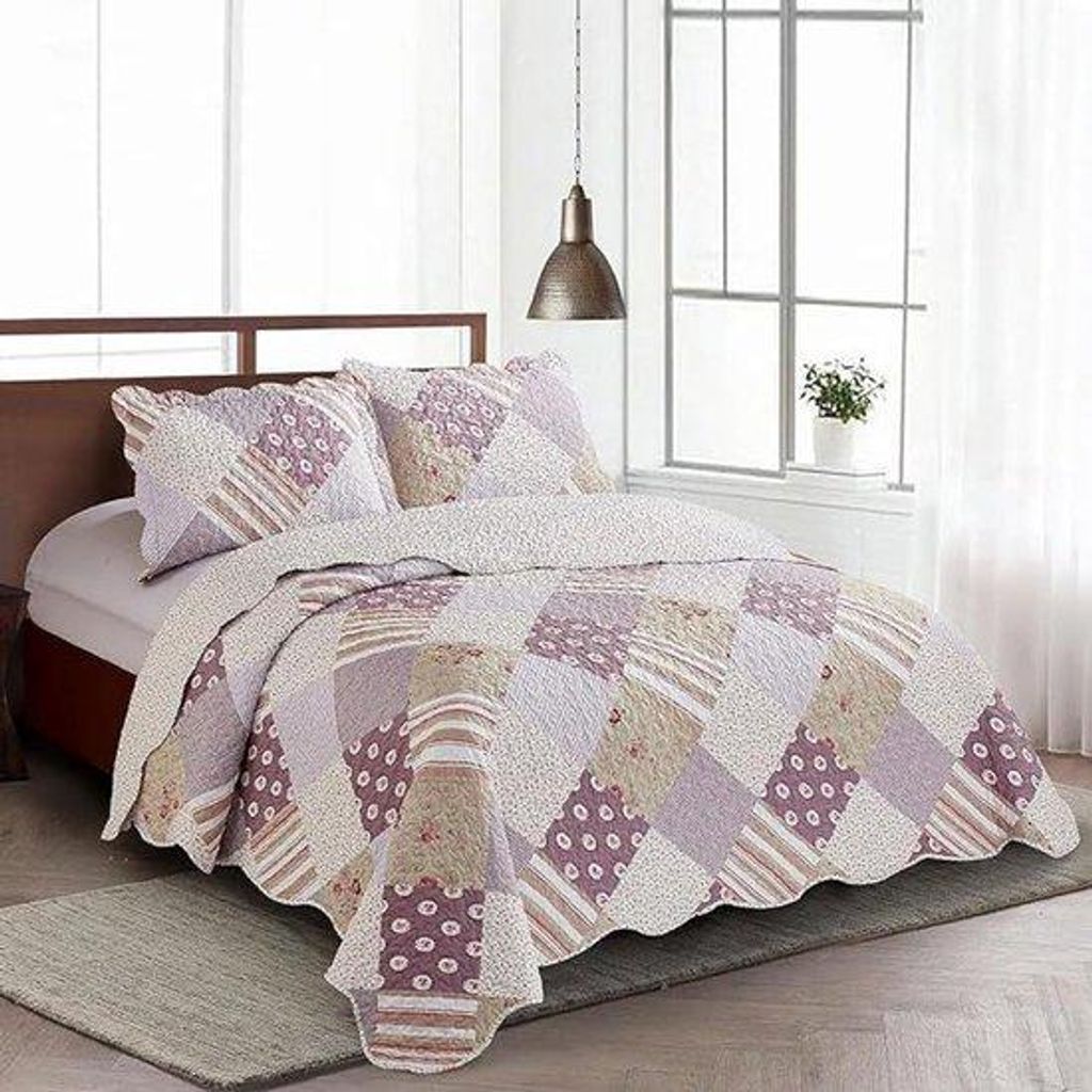 Doppelbettwäsche mit Blumenmuster in Patchwork-Design für zwei Personen