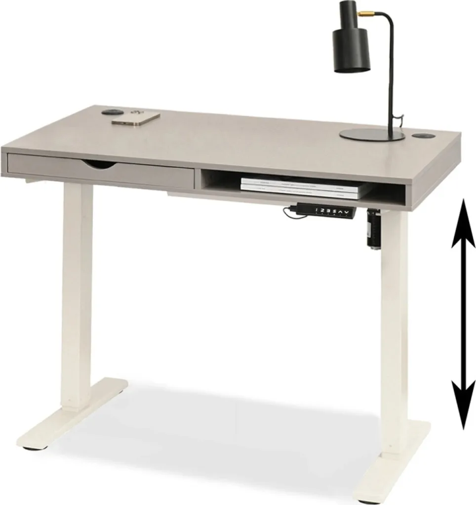 Bureau Télétravail 100 HESOL Beige - Poste de Travail Compact et Chic