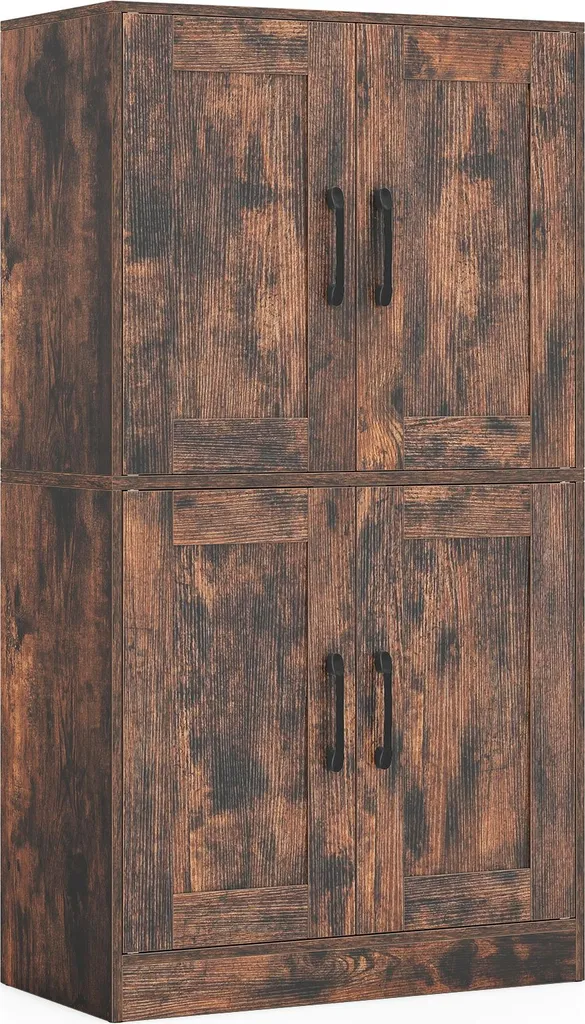 Mobile Multiuso COSTWAY 60x30x110cm | Armadio Dispensa 4 Ante Marrone