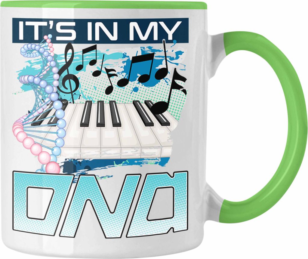 Trendation - Klavierspieler Tasse Geschenk Pianist Klavier Spielerin Geschenkidee Its In My DNA (Grün)