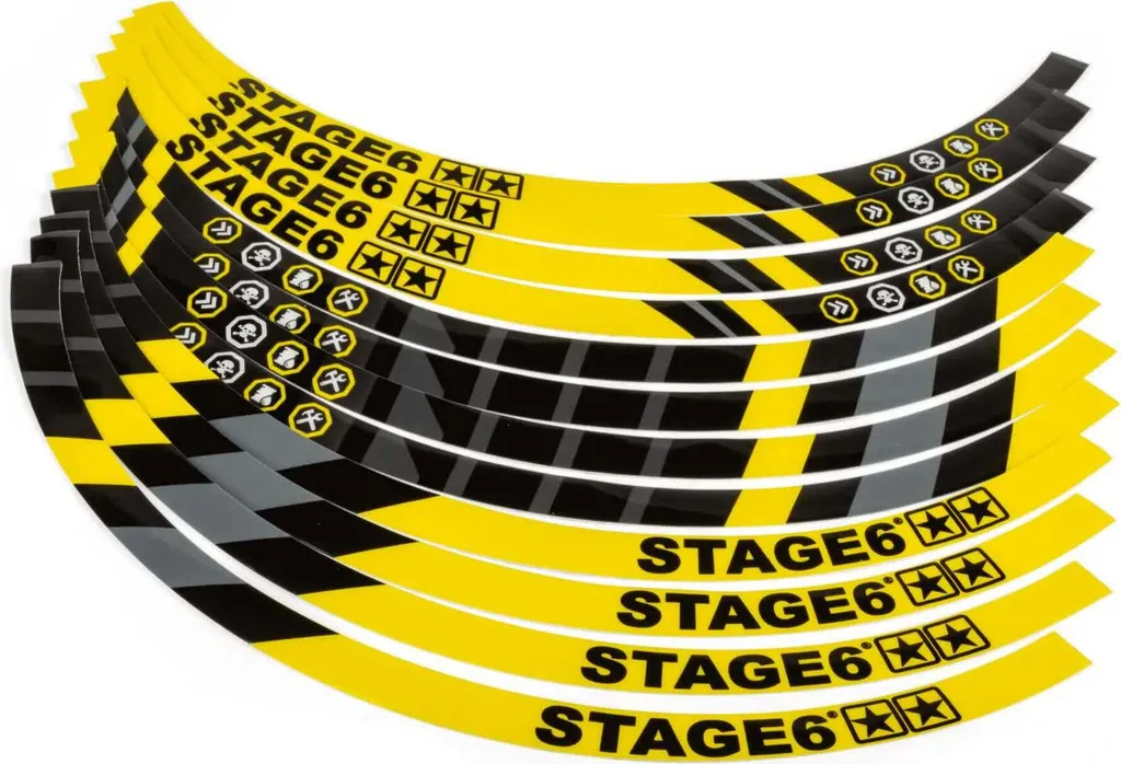 Kit Stickers Jantes 12 Pouces Jaune Stage6 Haute Résistance aux UV