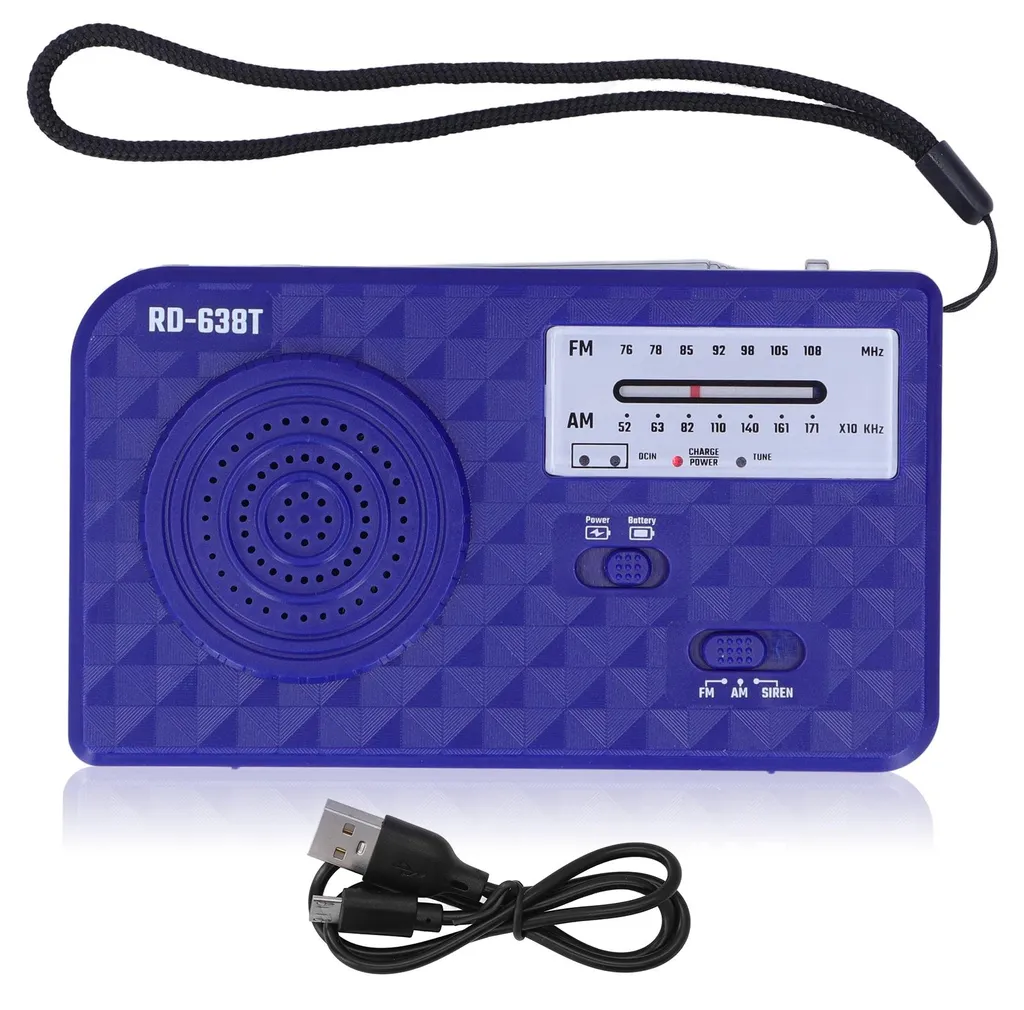 Radio solaire à manivelle multifonctionnelle pour camping en bleu