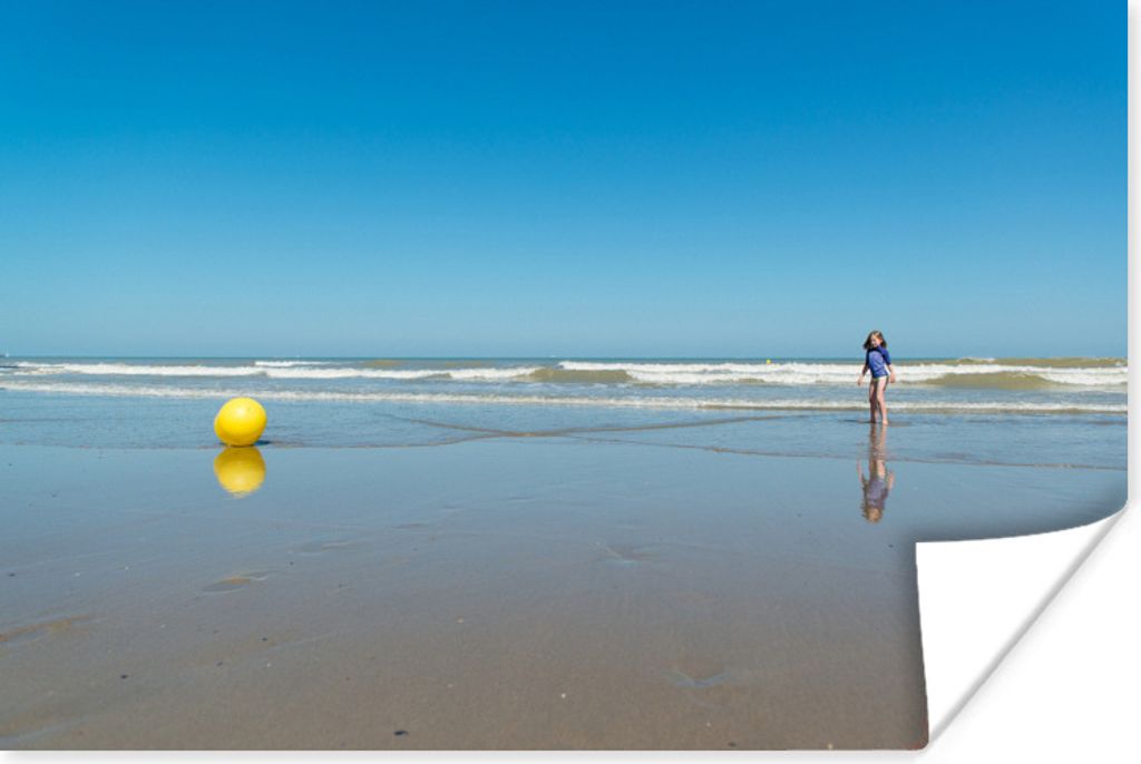 MuchoWow Poster Nordsee - Strandball - Gelb 60x40 cm - Schlafzimmerdekoration
