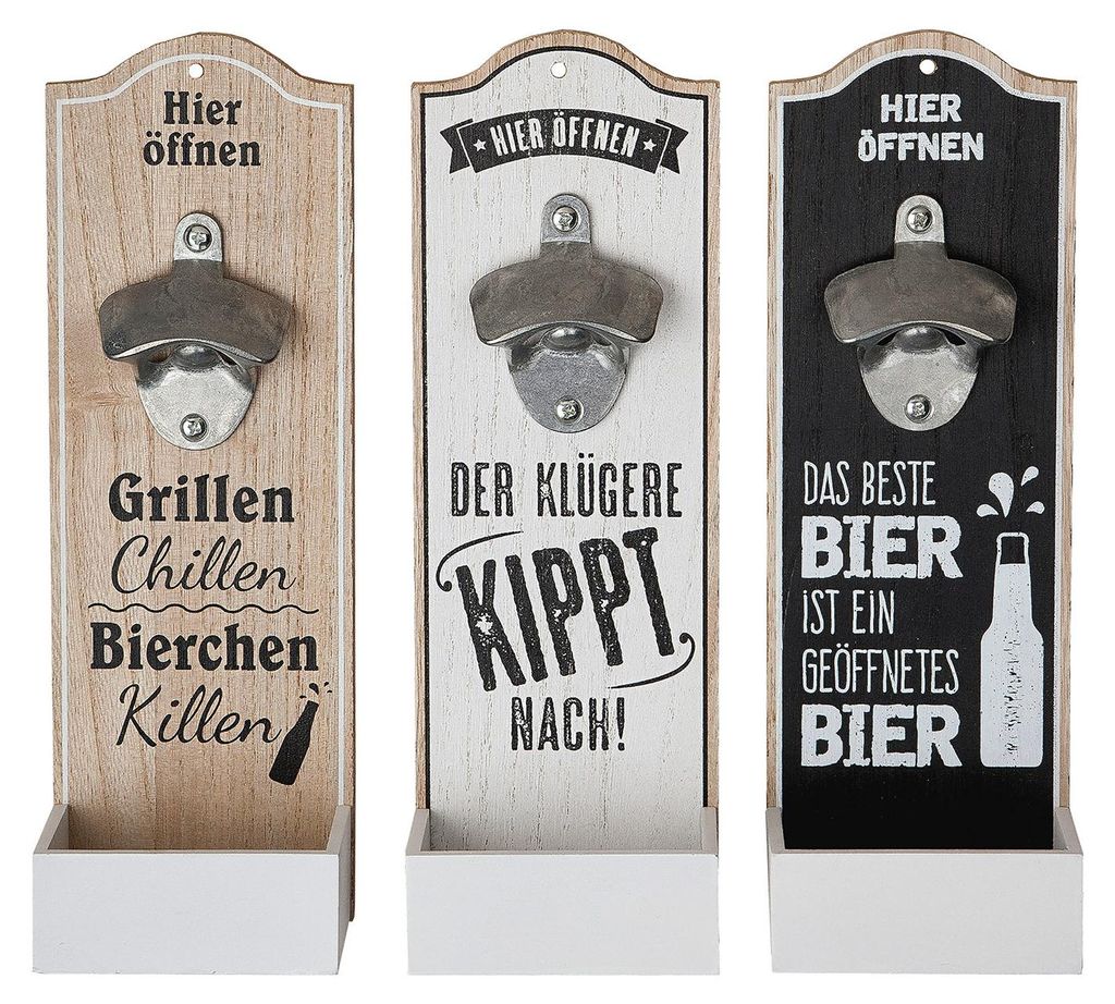 GILDE Flaschenöffner, Spruch, MDF, Metall, naturfarben, Zdjęcie produktu 