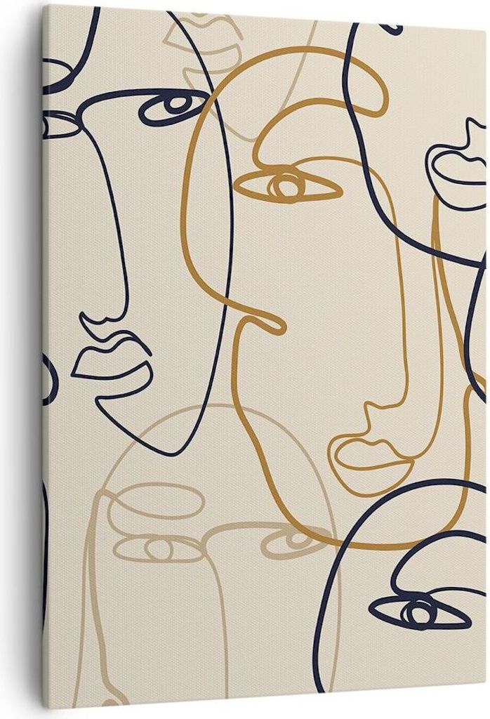 Bild auf Leinwand - Leinwandbild - Einteilig - Frau Gesicht Linie - 50x70cm - Wand Bild - Wanddeko - Wandbilder - Leinwanddruck - Wanddekoration - ...
