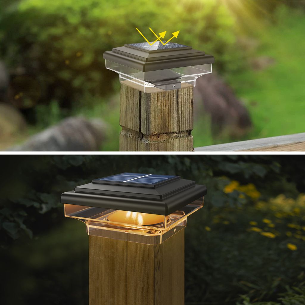 Lot De 8 Lampes Solaires Pour Poteaux De Clôture - Étanches IP65 - Charge 4-6h, éclairage 6-12h - Décoratif Jardin, Cour, Piscine